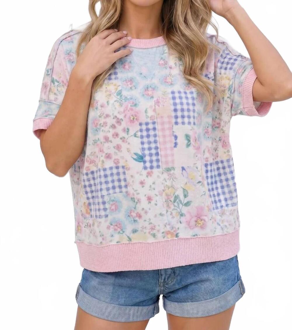 NEW HAPTICS patchwork pullover in pink